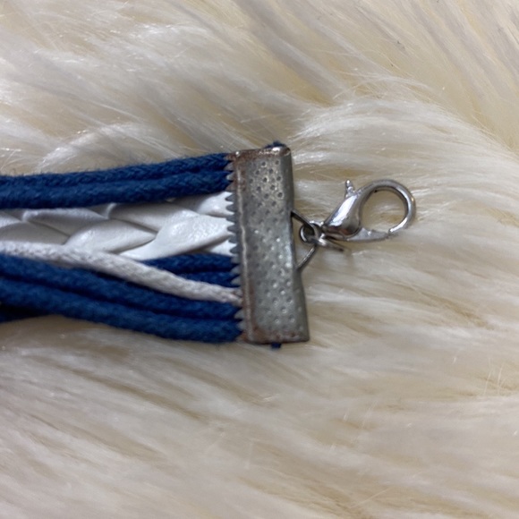 Vintage Silver Ship Rudder Anchor Infinity Bracelet Multilayer Braided Blue Whit - Picture 12 of 16